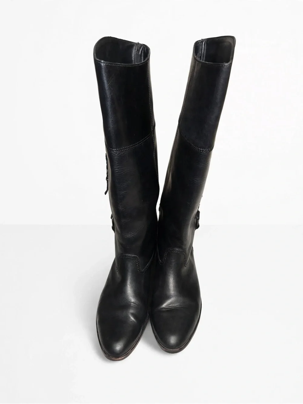 Classic Black Leather Knee-High Boots - Vintage Mister shoes by Markon Footwear